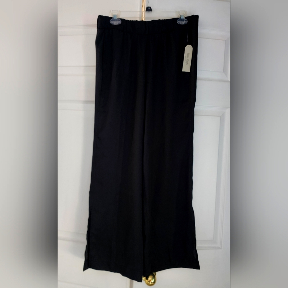 NWT sz M Nine Eight ankle slit lightweight pants comfortable pull on